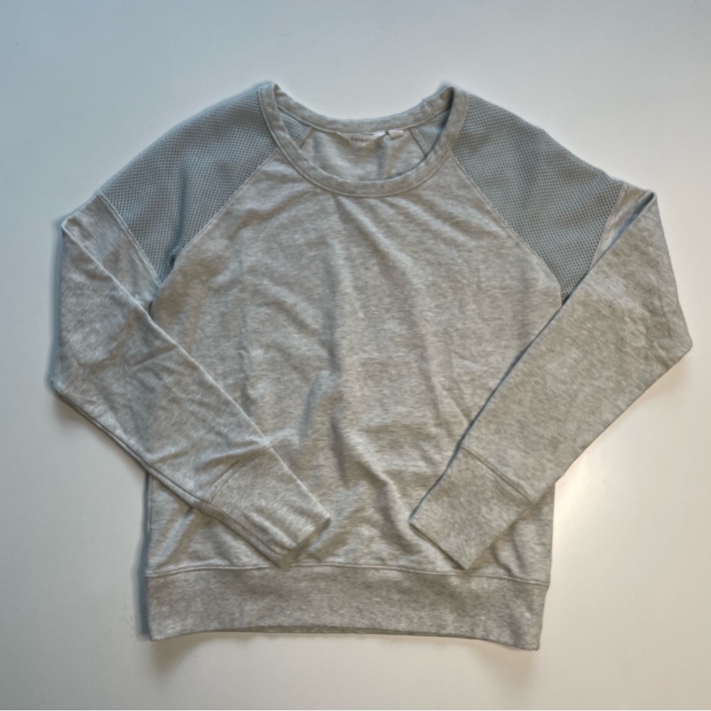 ATHLETA Citytime Sweatshirt Womens Small Mesh Shoulders Heather Gray‎ Pullover